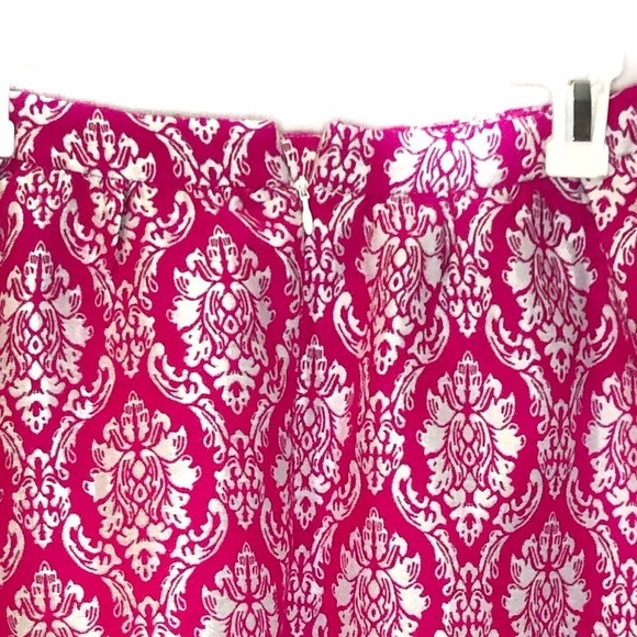 Fuchsia/Pink & White Damask Midi Skirt - Picture 5 of 7